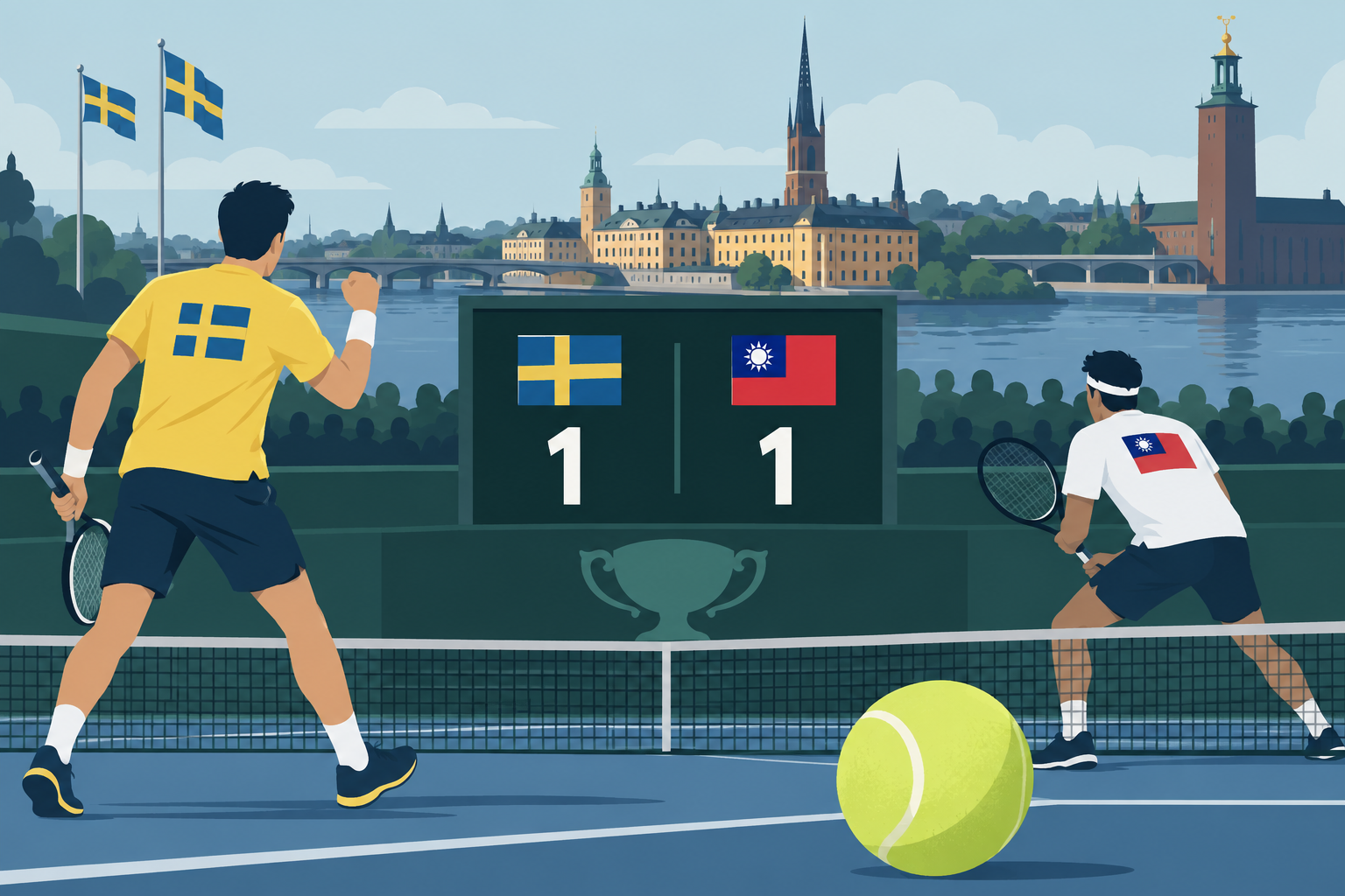 Svensk ledning blev 1–1 mot Taiwan i Davis Cup