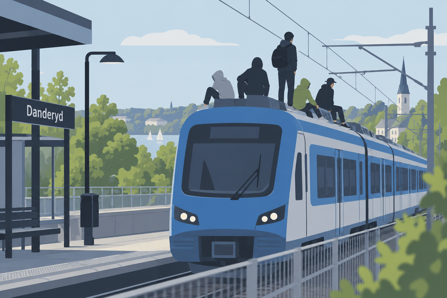 Ungdomar åkte på Roslagsbanans tak