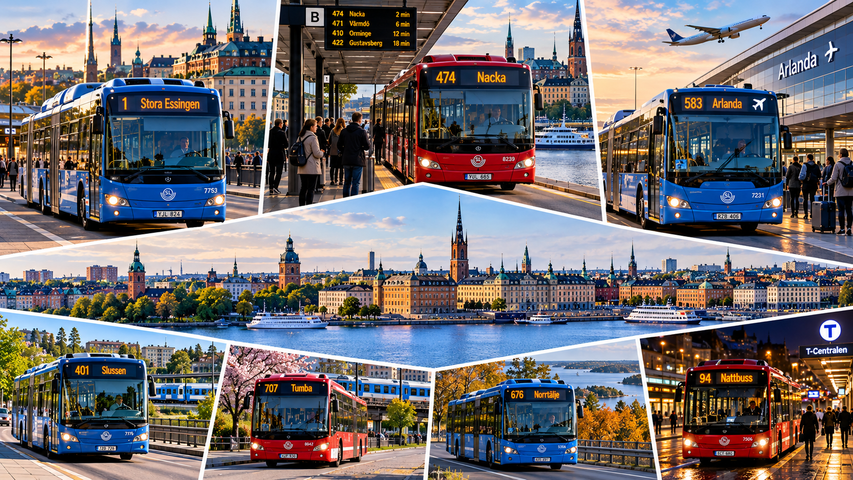 An SL public transport bus on a street in Stockholm